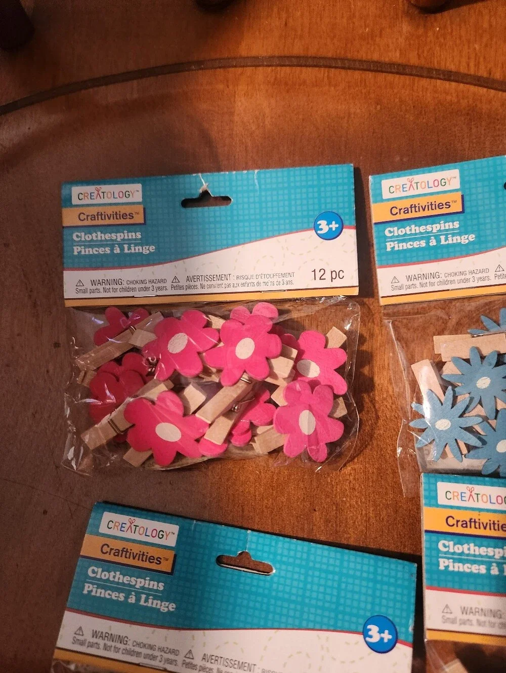Floral Clothespin Clips - Assorted Pink, Blue, Yellow